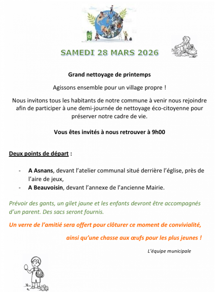Matinée "Village propre" SAMEDI 28 MARS à 9h